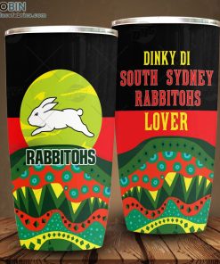 NRL Dinky Di South Sydney Rabbitohs Lover Aboriginal Flag x Indigenous Stainless Steel Tumbler