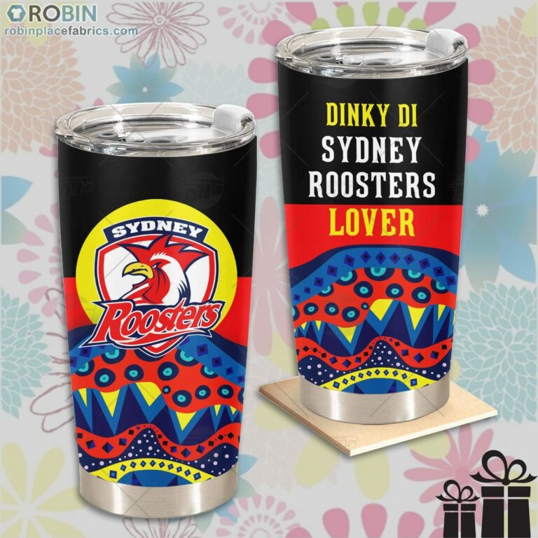 NRL Dinky Di Sydney Roosters Lover Aboriginal Flag x Indigenous Stainless Steel Tumbler
