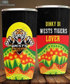 NRL Dinky Di Wests Tigers Lover Aboriginal Flag x Indigenous Stainless Steel Tumbler