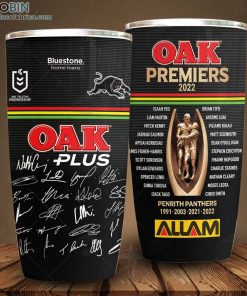 NRL Penrith Panthers 2022 Back To Back Premiers Jersey with Team Signature Stainless Steel Tumbler