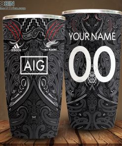 Personalise NZL Rugby All Blacks Maori Indigenous Jersey Tumbler