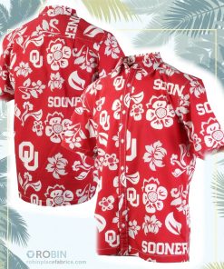 Oklahoma SoonersShort Sleeve Floral Button-Up Shirt Oklahoma SoonersShort Sleeve Floral Button-Up Shirt