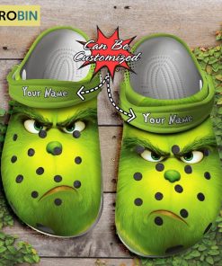 Personalized Christmas Classic Clogs Angry Face Of The Grinch Crocband Crocs