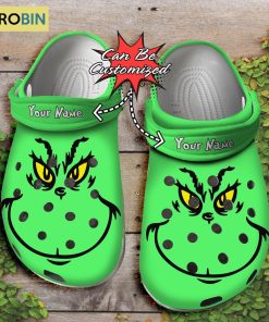 Personalized Christmas Classic Clogs Grinch Face Crocband Crocs