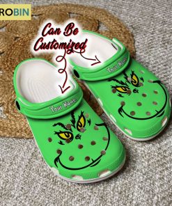 Personalized Christmas Classic Clogs Grinch Face Crocband Crocs