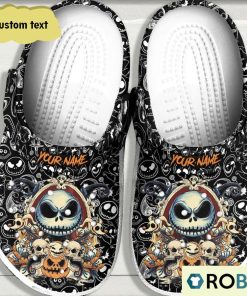 Personalized Jack Skellington Symbols Black Halloween Classic Clogs