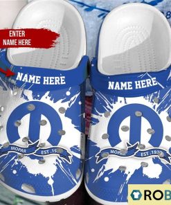 Personalized Mopar Blue White Crocs