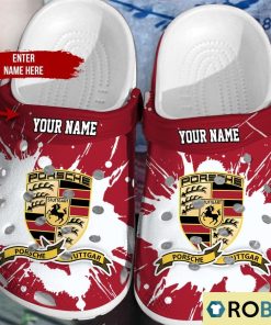 Personalized Porsche Red White Crocs