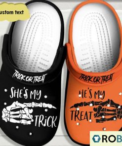 Personalized She’s My Trick He’s My Treat Halloween Orange Classic Clogs