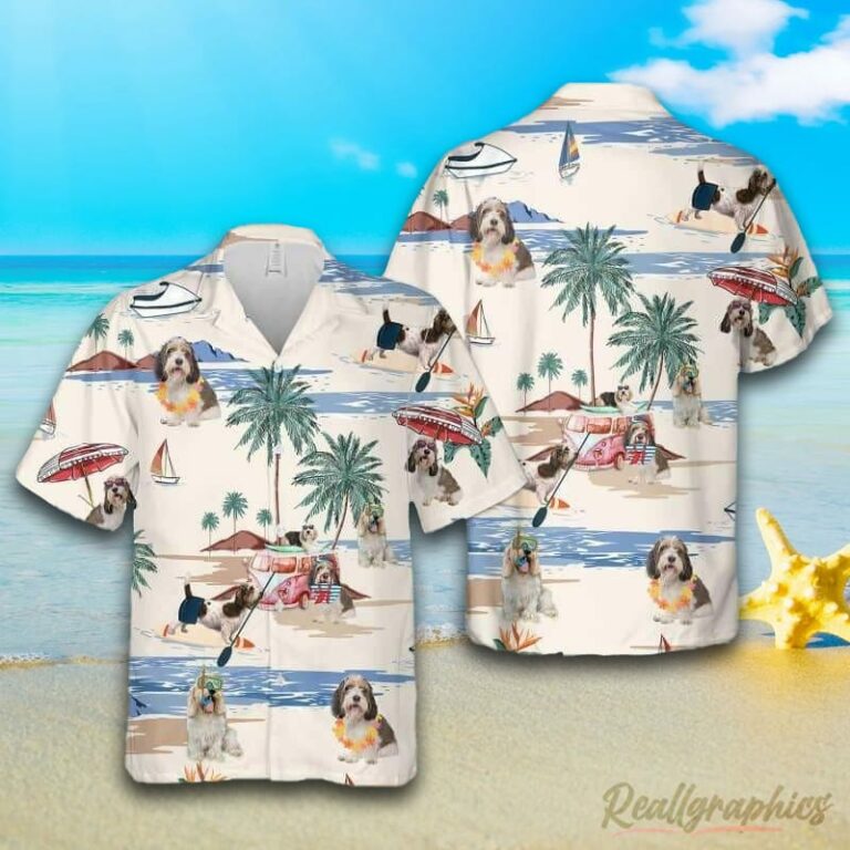 Petit Basset Griffon Vendeen Summer Beach Hawaiian Shirt, Short Sleeve Button Up Shirt