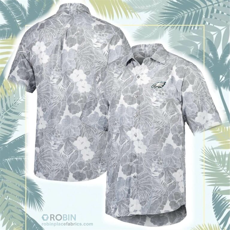 Philadelphia Eagles Tommy Bahama Coconut Point Playa Floral Camp Button-Up Shirt