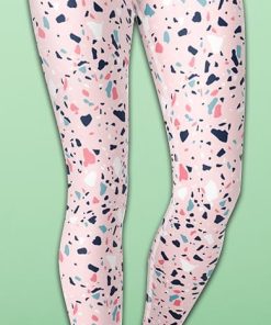 Pink Terrazzo Marble Yoga Leggings
