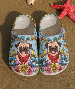 Pug With Flower 5 Gifts Flower Crocs – Classic Clog