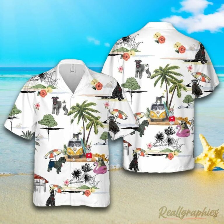 Standard Schnauzer Beach Hawaiian Shirt, Short Sleeve Button Up Shirt