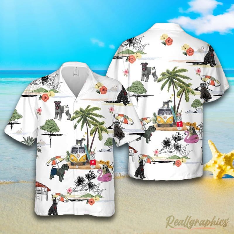 Standard Schnauzer Beach Hawaiian Shirt, Short Sleeve Button Up Shirt ...