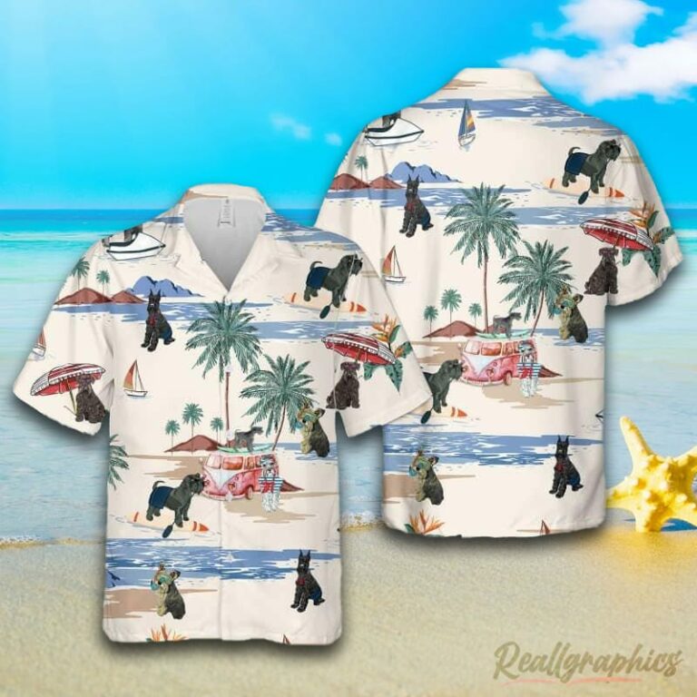 Standard Schnauzer Summer Beach Hawaiian Shirt, Short Sleeve Button Up Shirt