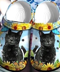 Sunflower And Black Cat Cute Animal Crocs – Classic Clog