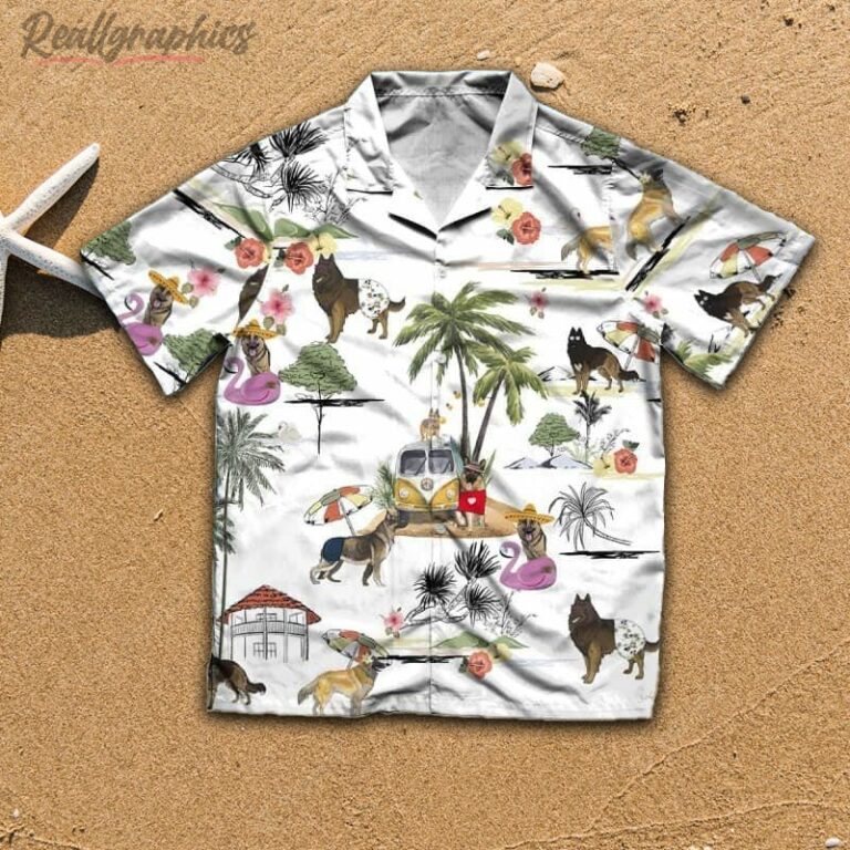 Tervuren Beach Hawaiian Shirt, Short Sleeve Button Up Shirt