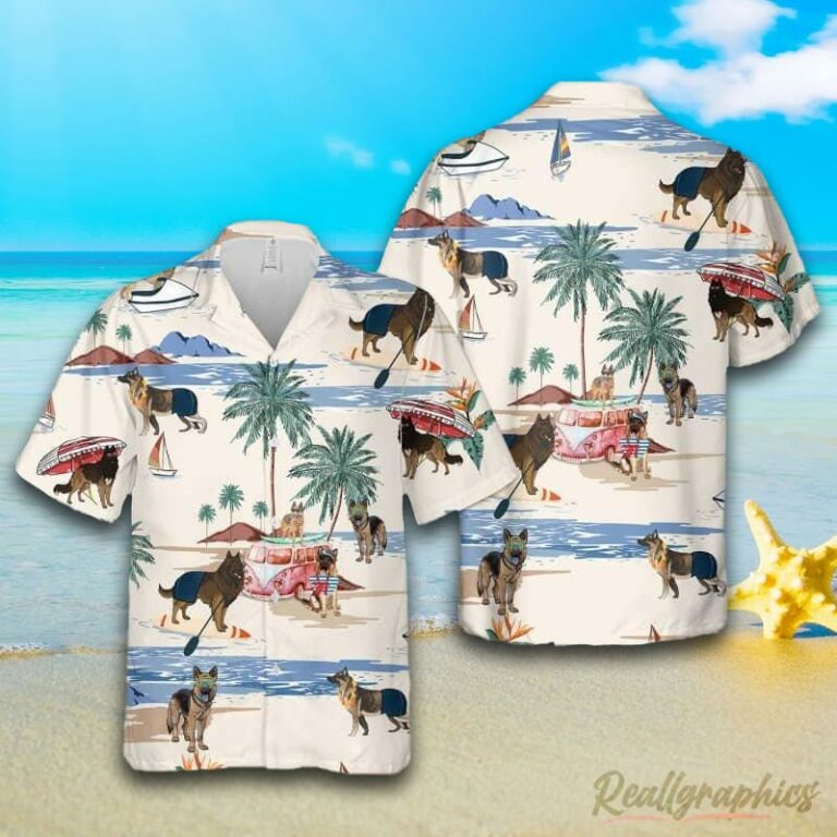 Tervuren Summer Beach Hawaiian Shirt, Short Sleeve Button Up Shirt