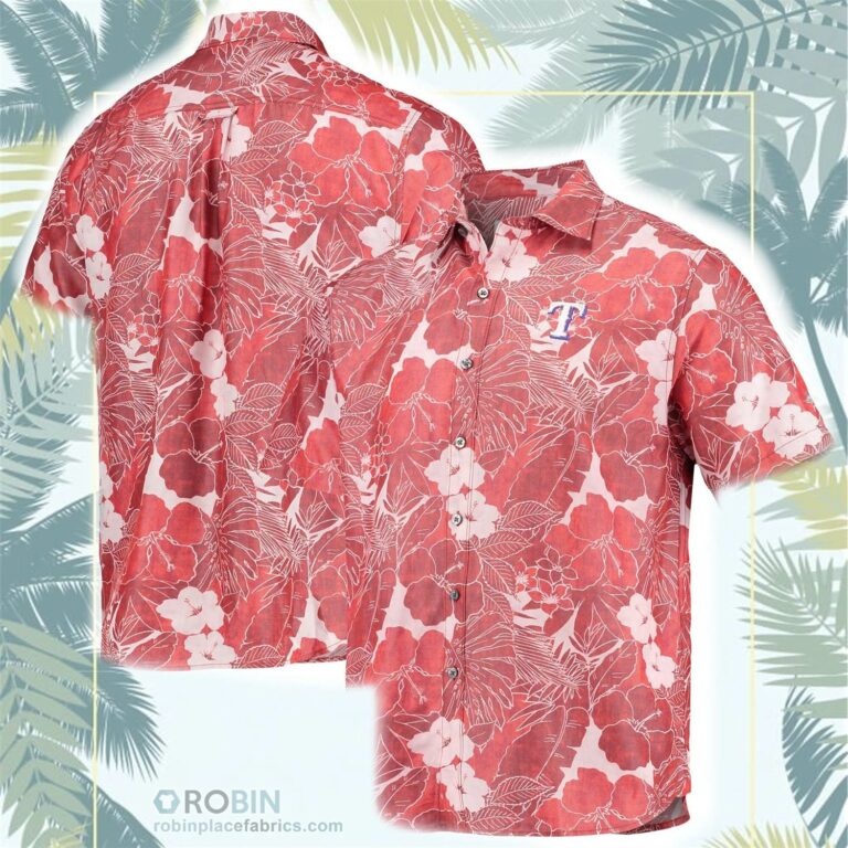 Texas Rangers Tommy Bahama Coconut Point Playa Floral Button-Up Shirt