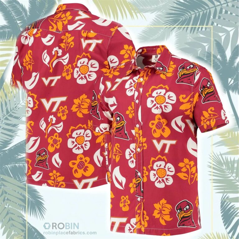 Virginia Tech Hokies Floral Button-Up Shirt