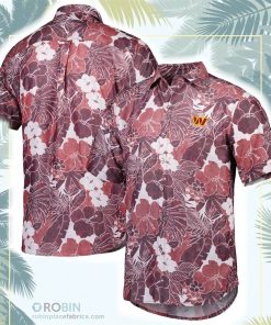 Washington Commanders Tommy Bahama Coconut Point Playa Floral Camp Button-Up Shirt Washington Commanders Tommy Bahama Coconut Point Playa Floral Camp Button-Up Shirt