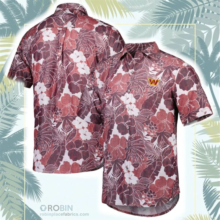 Washington Commanders Tommy Bahama Coconut Point Playa Floral Camp Button-Up Shirt