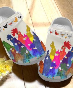 Water Color Rooster Chicken Crocs – Classic Clog