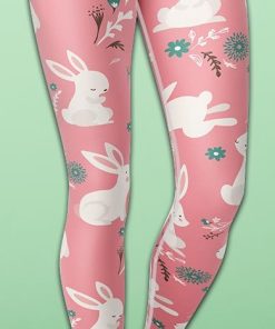 White Easter Bunnies Yoga Leggings