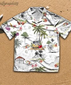 White Shepherd Beach Hawaiian Shirt, Short Sleeve Button Up Shirt