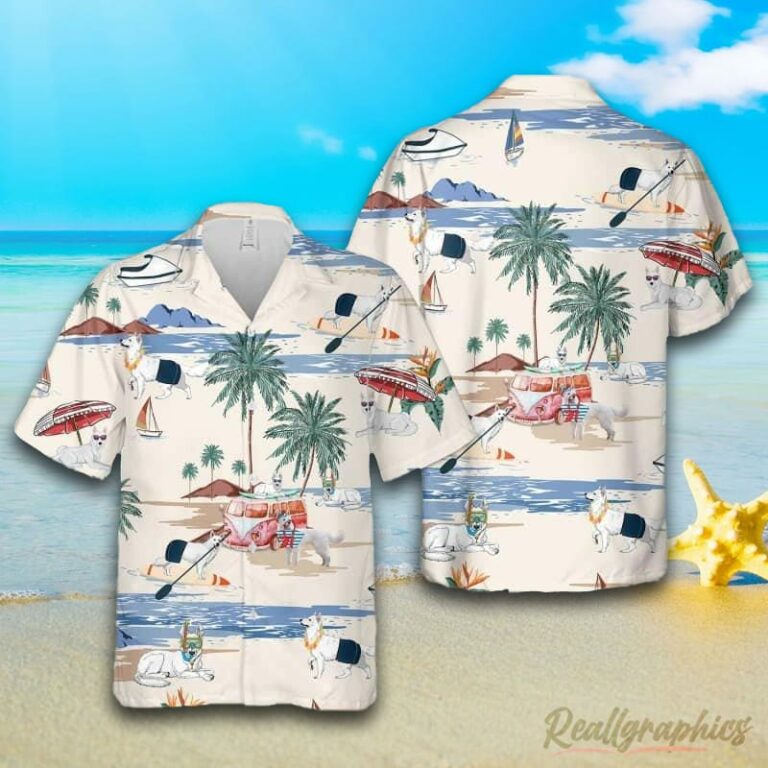 White Shepherd Summer Beach Hawaiian Shirt