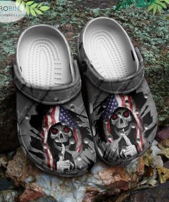 American Flag Skull Crocs Classic Clogs Shoes