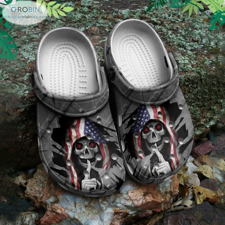 American Flag Skull Crocs Classic Clogs Shoes