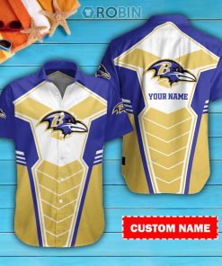 Baltimore Ravens Personalized Casual Button Down Short Sleeve Shirt Pl362
