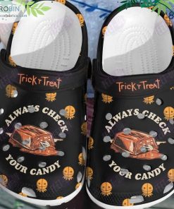 Black Always Check Your Candy Trick’s Treat Horror Movie Halloween Crocs Classic Clogs Shoes Black Always Check Your Candy Trick’s Treat Horror Movie Halloween Crocs Classic Clogs Shoes