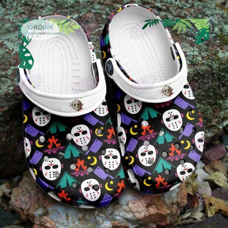 Black Jason Mask Friday the 13th Horror Movie Halloween Crocs Classic Clogs Shoes