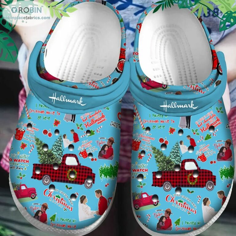 Blue Hallmark Christmas Crocs Classic Clog Shoes CR1282
