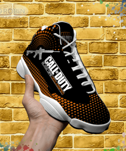 Call Of Duty Round Orange Dots In Black Air Jordan 13 Sneaker