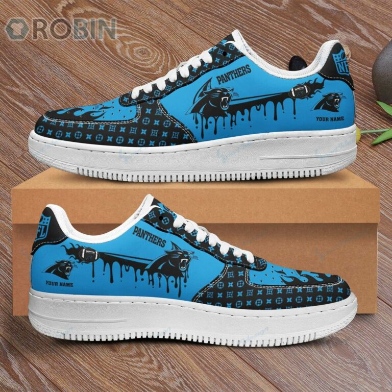 Carolina Panthers Louis Vuitton Pattern Custom Name Air Force 1 Shoes