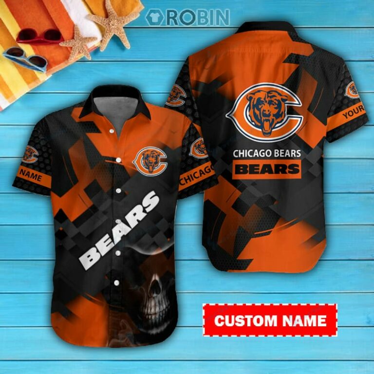 Chicago Bears Personalized Casual Button Down Short Sleeve Shirt Pl335