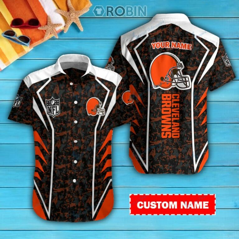 Cleveland Browns Personalized Casual Button Down Short Sleeve Shirt
