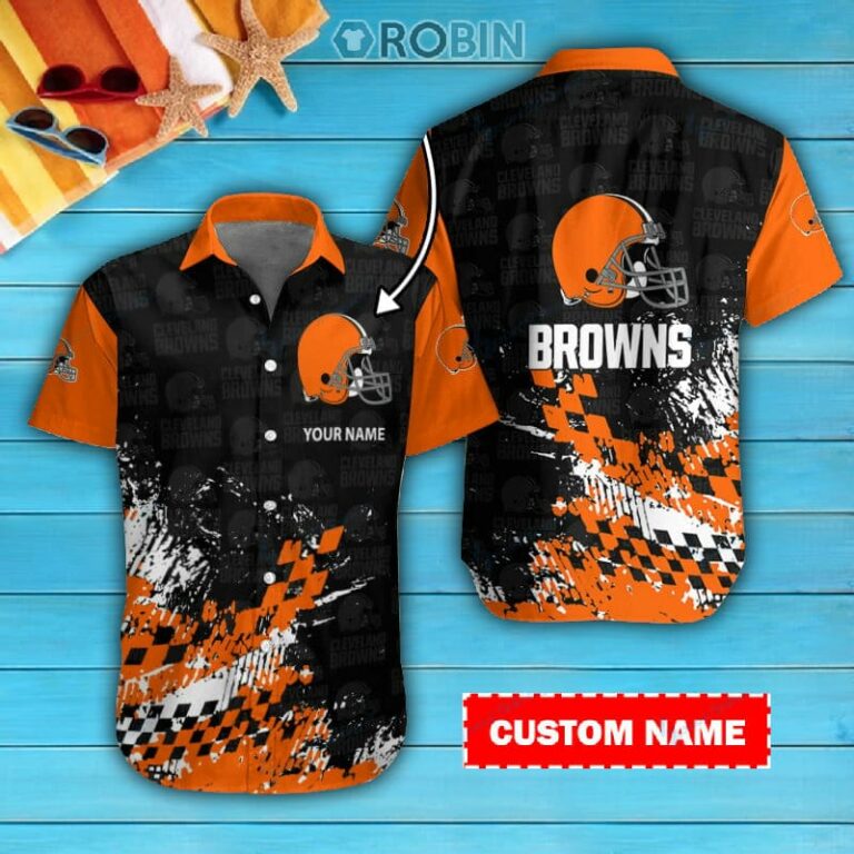 Cleveland Browns Personalized Casual Button Down Short Sleeve Shirt Pl372