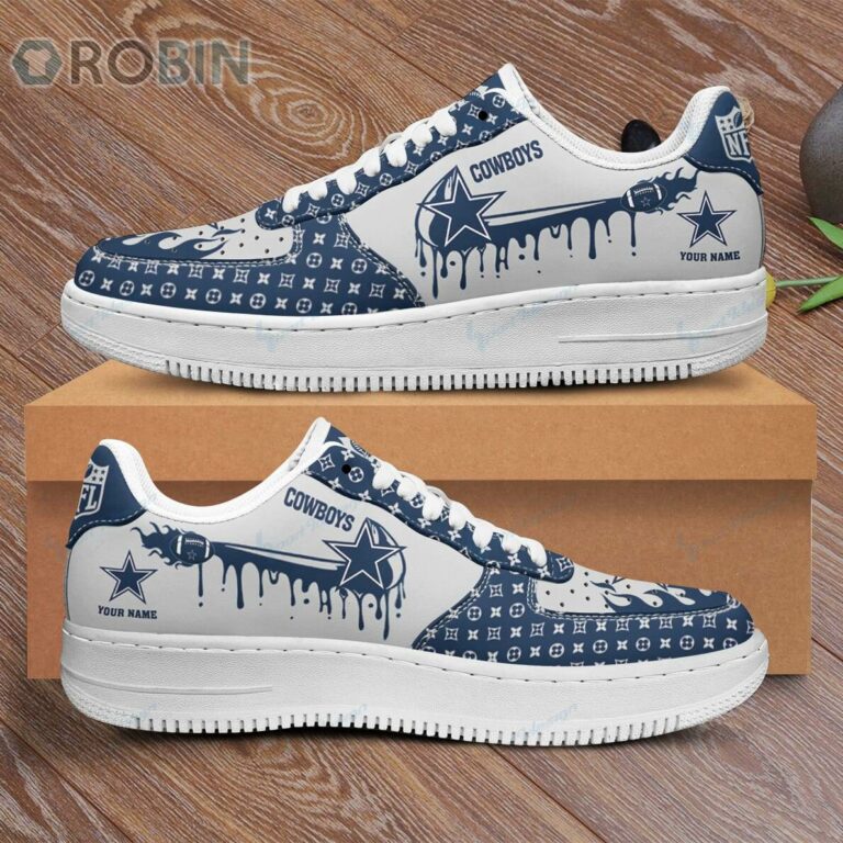 Dallas Cowboys Louis Vuitton Pattern Custom Name Nike Air Force 1 Shoes