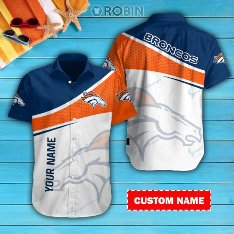 Denver Broncos Personalized Casual Button Down Short Sleeve Shirt