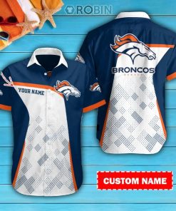 Denver Broncos Personalized Casual Button Down Short Sleeve Shirt Pl343