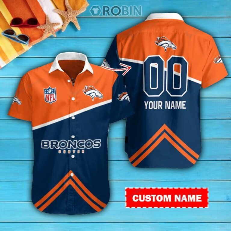 Denver Broncos Personalized Casual Button Down Short Sleeve Shirt Pl349