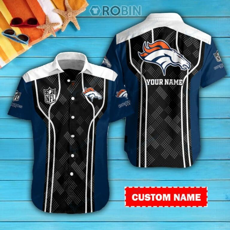 Denver Broncos Personalized Casual Button Down Short Sleeve Shirt Pl355