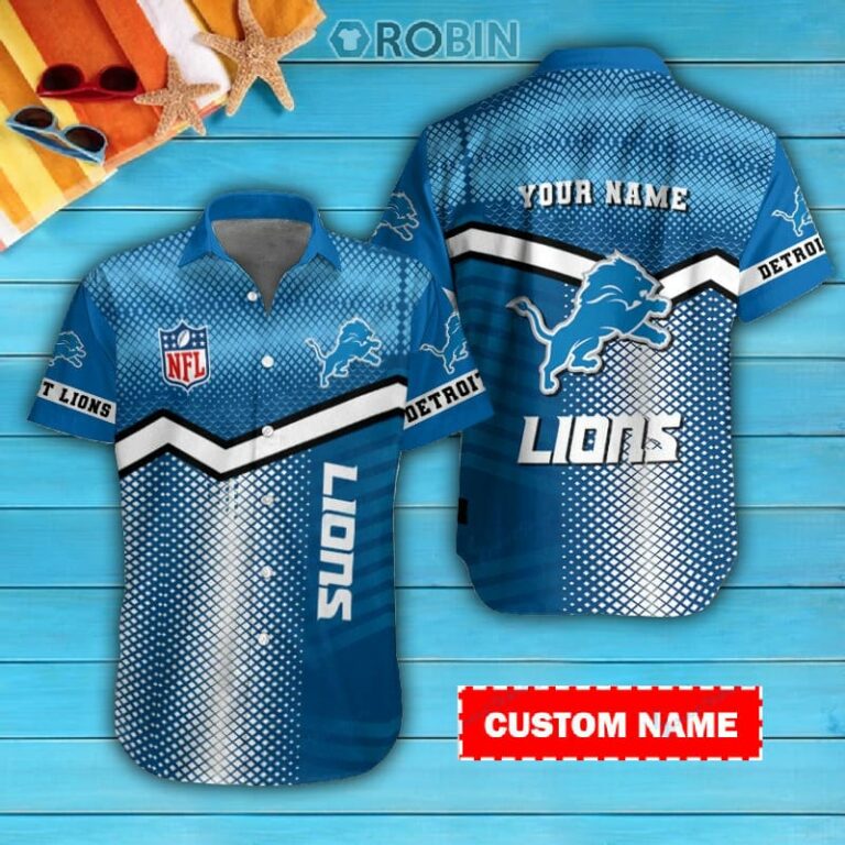 Detroit Lions Personalized Casual Button Down Short Sleeve Shirt