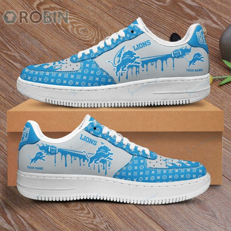 Detroit Lions Louis Vuitton Pattern Custom Name Air Force 1 Sneaker