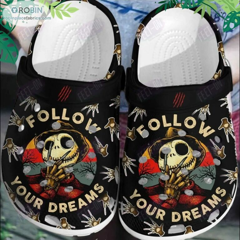 Follow Your Dreams Freddy Skellington Horror Movie Halloween Crocs Classic Clogs Shoes CR1259